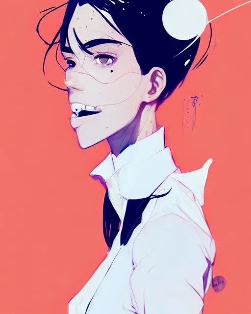 Image similar to a ultradetailed full body portrait of a woman dressed in a white shirt with a tie, by conrad roset, greg rutkowski and makoto shinkai trending on artstation