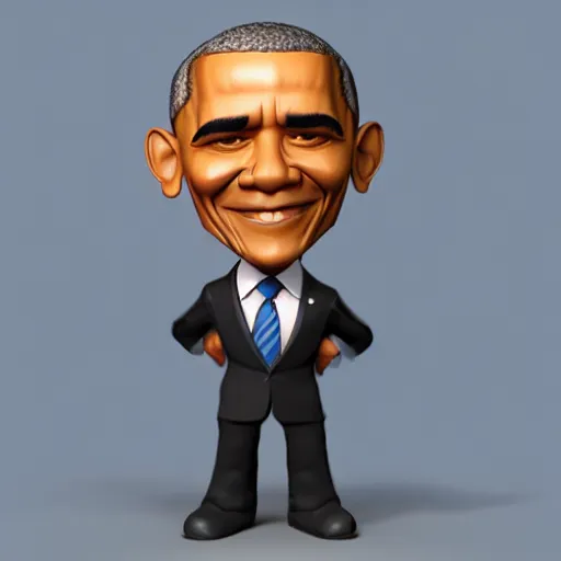 Image similar to 3d render of obama as a cute chibi figurine, blender, artstation