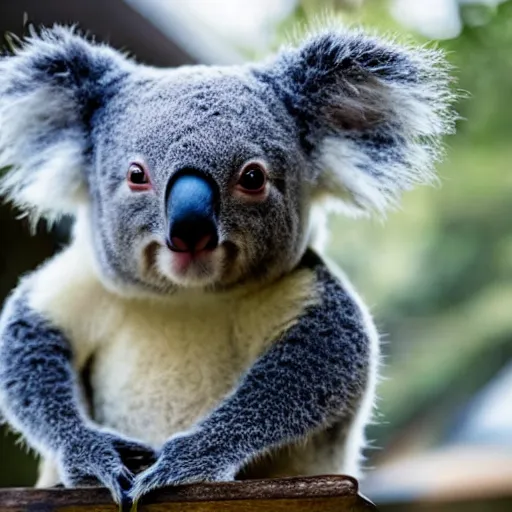 Image similar to photo of a Koala skateboarding in china