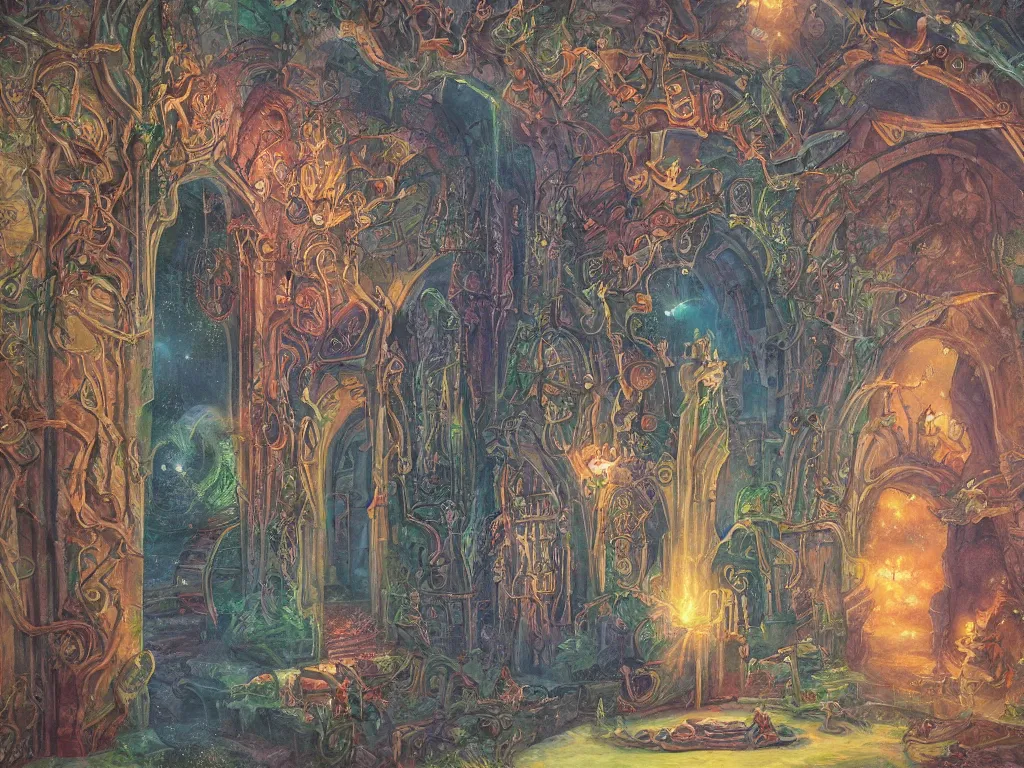 Image similar to detailed painting of a magical book that is a portal to a fantasy realm