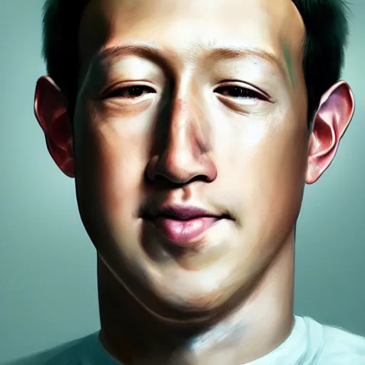 Image similar to hyper realistic, portrait of asian : : 2 mark zuckerberg, epicanthal fold, painted by greg rutkowski,