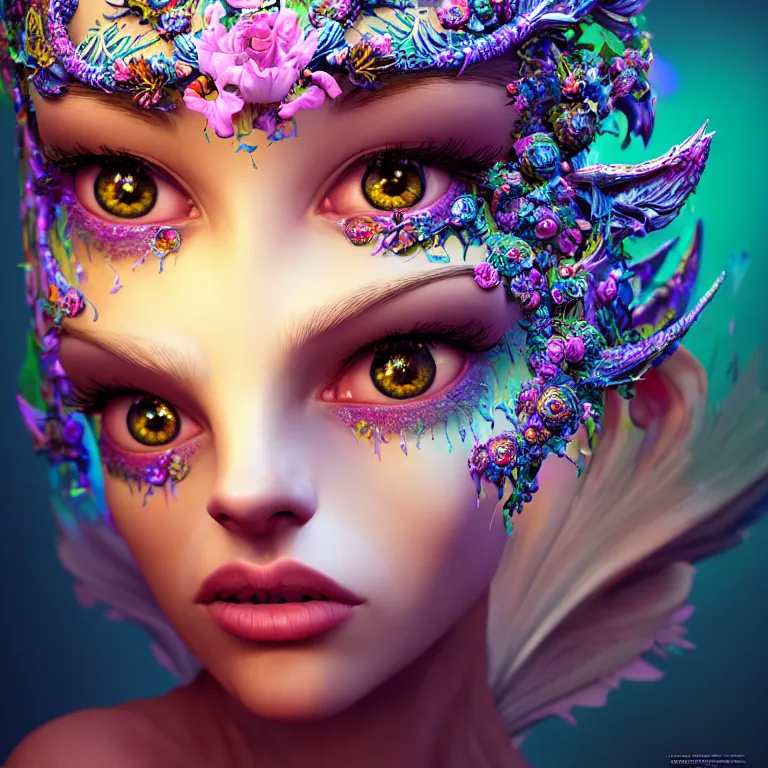 Image similar to epic professional digital art of sweet eyes, accent lighting, painted, intricate, detailed, cheery, fun, effervescent, by alex webber, wayne haag, reyna rochin, ignacio fernandez rios, mark ryden, iris van herpen, epic, stunning, gorgeous, much wow, much detail, cinematic, masterpiece, octane render, rim light