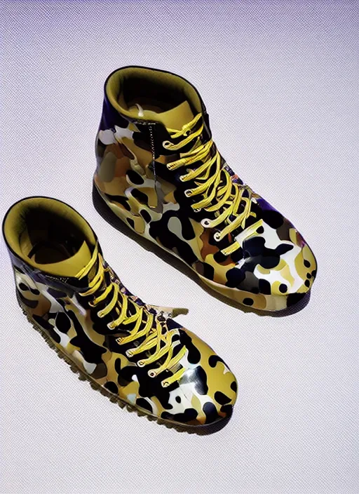 Image similar to hyperrealistic and heavy detailed product photo bape avant garde shoe of movie the fifth element, in front of white back drop, whole shoe is in picture, leica sl 2 5 0 mm, vivid color, high quality, high textured, real life