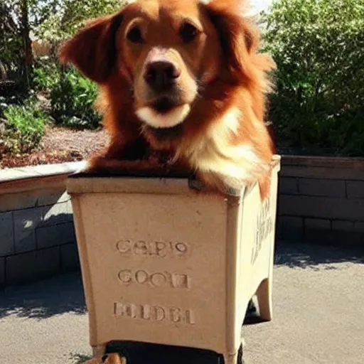 Prompt: (((((garbage bin))))) and !!!!!dog!!!!!