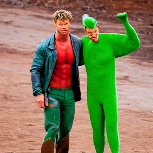 Image similar to chris hemsworth as gumby still movie realistic