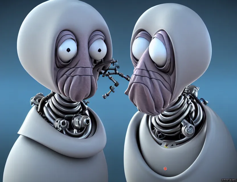 Image similar to photo ugly granny robot cyborg with face john zoidberg by jean giraud, trending artstaition, unreal engine