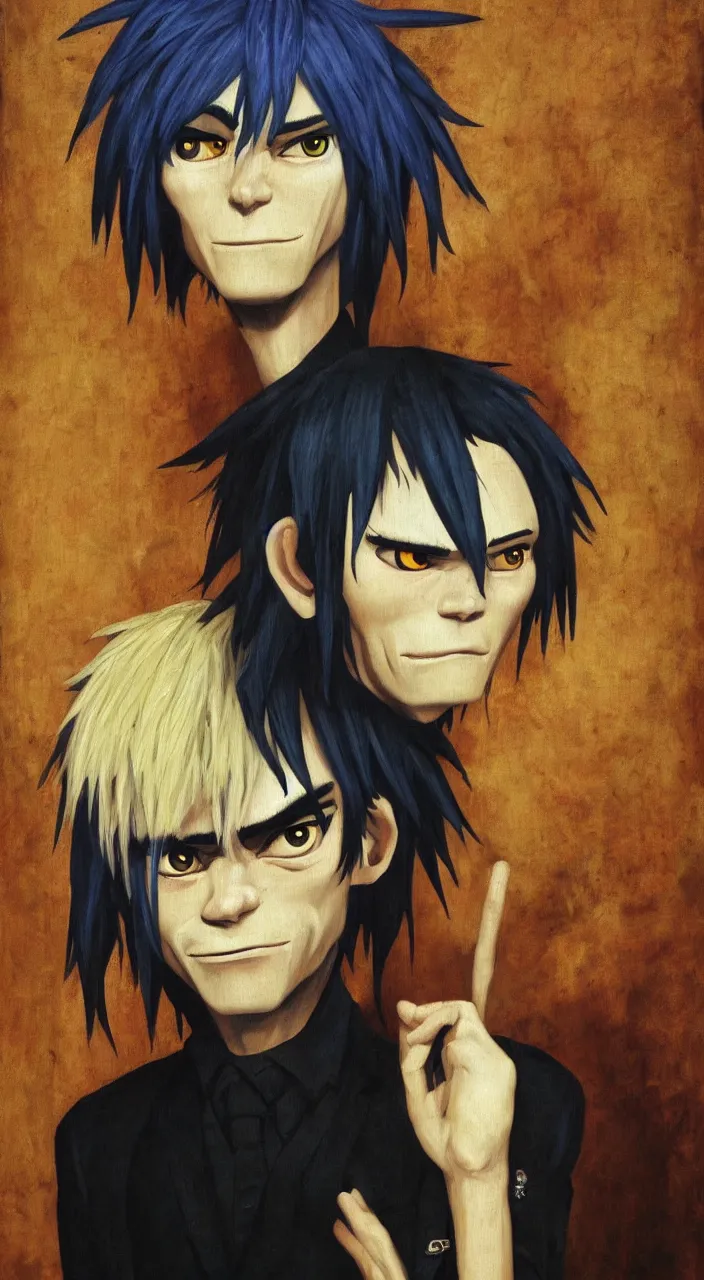 Prompt: 2D from Gorillaz, renaissance oil painting