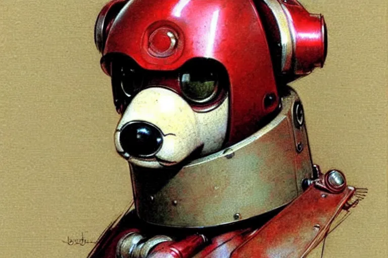 Image similar to scout ( ( ( ( ( 1 9 5 0 s retro future robot android dog. muted colors. ) ) ) ) ) by jean baptiste monge!!!!!!!!!!!!!!!!!!!!!!!!! chrome red