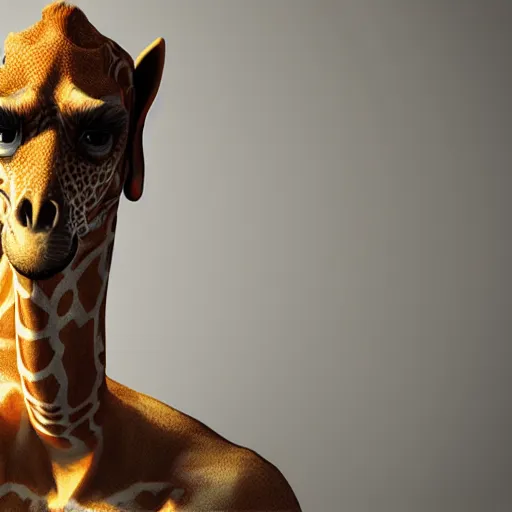 Image similar to A anthropomorphic Giraffe Man, hyperdetailed, artstation, cgsociety, 8k