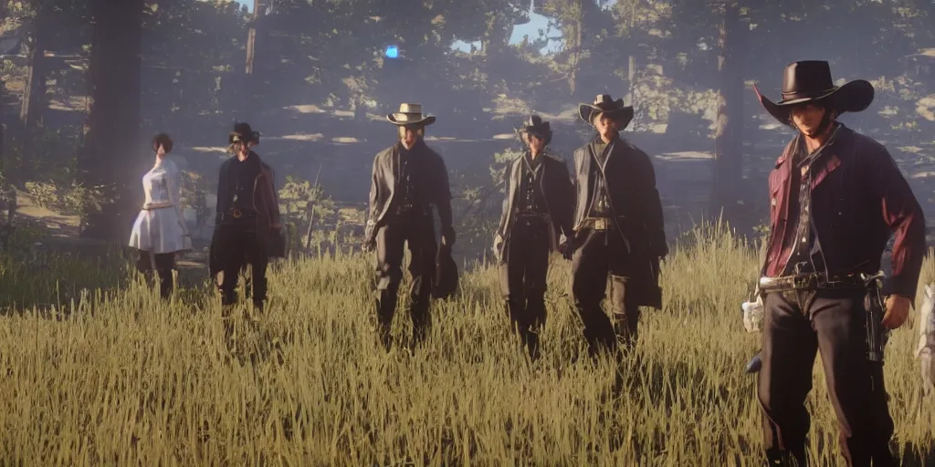 Image similar to cowboy bepop anime science fiction in red dead redemption 2