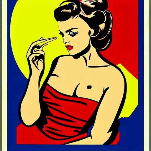 Prompt: pop art poster of a beautiful woman