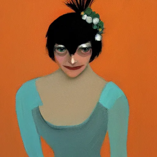 Image similar to hedgehog lady in the style of michael carson