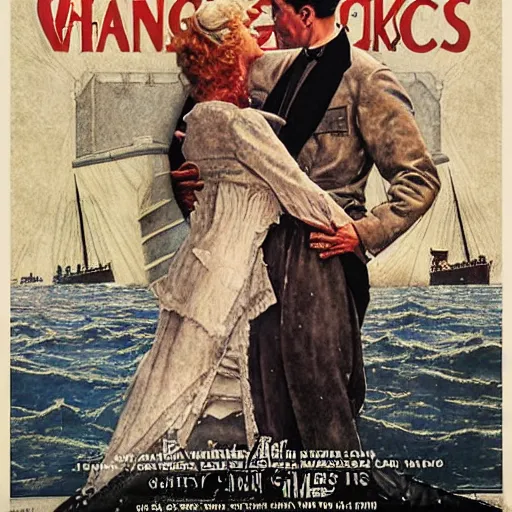 Prompt: Titanic Chronicles, movie poster, artwork by Norman Rockwell