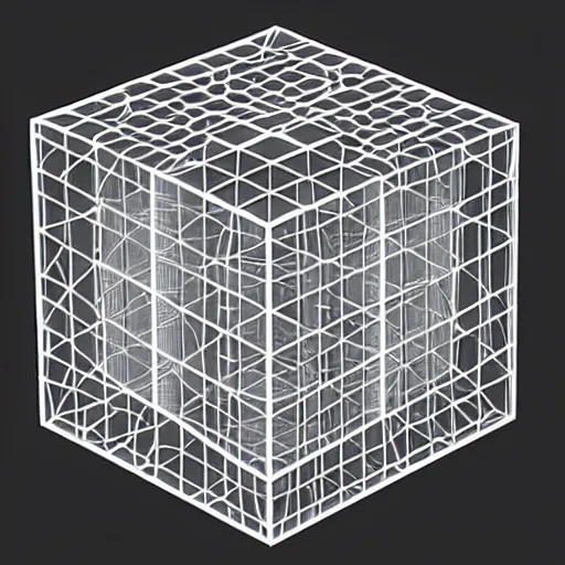 Prompt: 3D Representation of a 4D Hypercube, Scientific Illustration