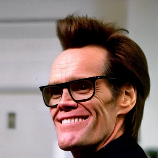 Prompt: jim carrey pretending to be larry king