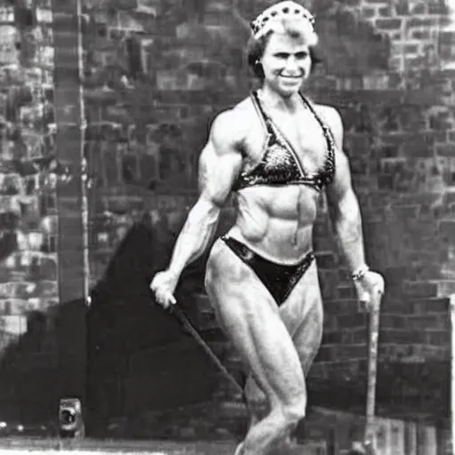 Image similar to the queen of england as a bodybuilder
