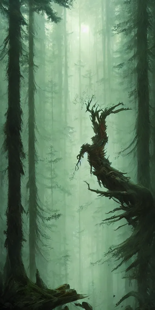 Image similar to Spirit of forest, by Greg Rutkowski