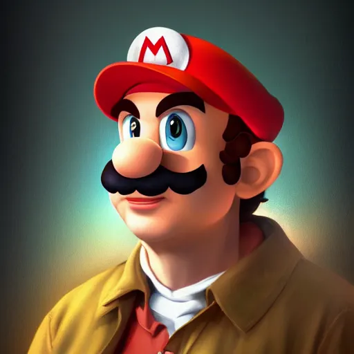 Prompt: a portrait of mario by francisco goya, au naturel, hyper detailed, digital art, trending in artstation, cinematic lighting, studio quality, smooth render, unreal engine 5 rendered, octane rendered, art style by klimt and nixeu and ian sprigger and wlop and krenz cushart