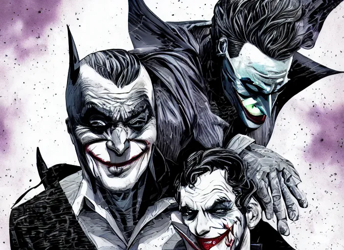 Image similar to batman and the joker falling in love, digital art, highly detailed, detailed faces, amazing digital art, trending on artstation