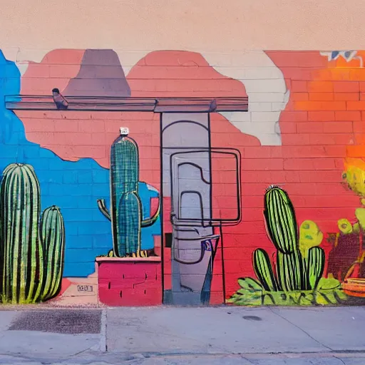 Image similar to a mural about downtown tucson, in style of street art