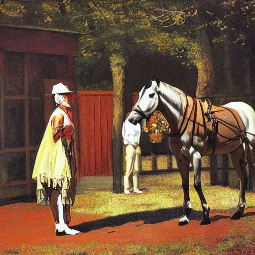 Prompt: offerings for the horse goddess by george stubbs by frederic remington by jeffrey smith