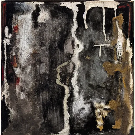 Prompt: mud, smashed cement and spattered black oil, by mark rothko