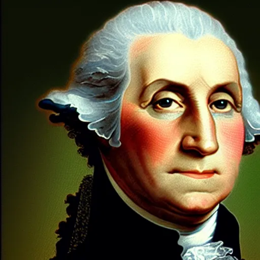 Prompt: a sharply detailed, focus-stacked, microscopic close-up of George Washington