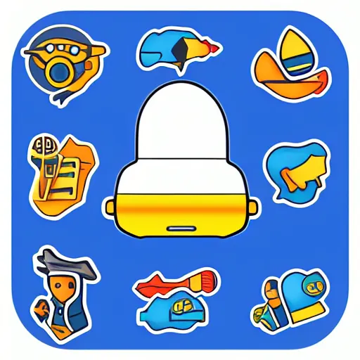 Prompt: submarine as app icon, telegram sticker design, flat design, glossy design, white outline