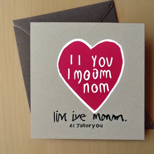 Prompt: I love you mom card with hearts