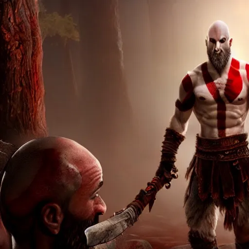 Image similar to bill murray as the protagonist of god of war, screenshot