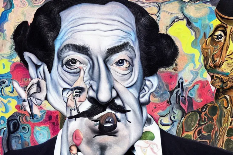 Image similar to portrait of a uncanny painter by Chor Boogie and Salvador Dali collaboration