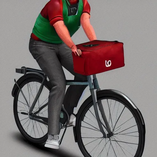 Prompt: uber eats delivery cyclist, trending on artstation, deviantart, Pinterest, detailed High Resolution, 8k