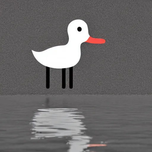 Image similar to minimalist stock art of a banana duck walking his dog