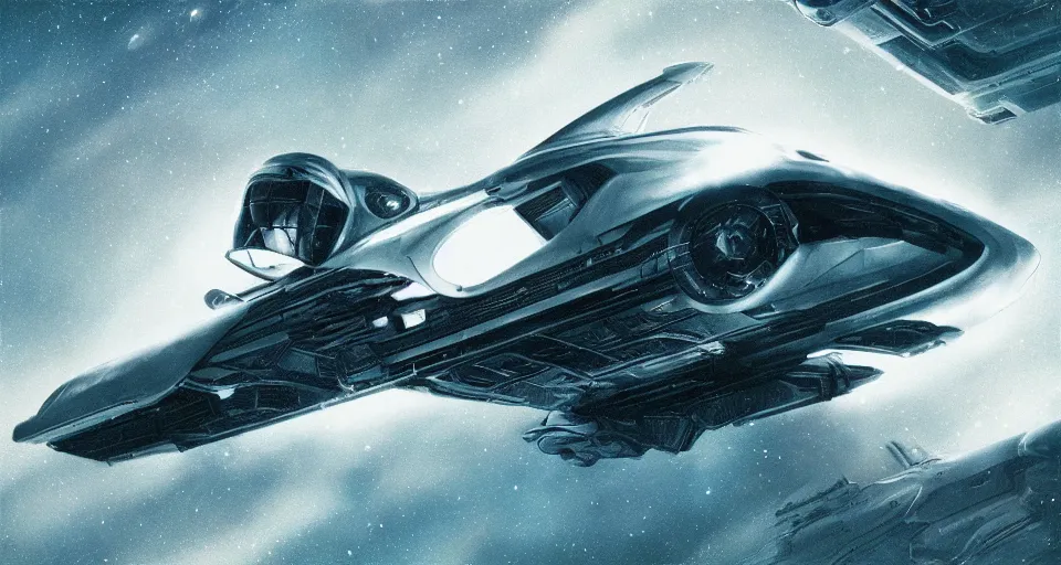 Prompt: gorilla in a white blade runner jacket behind the wheel of a spaceship, in the andromeda galaxie by ash thorp