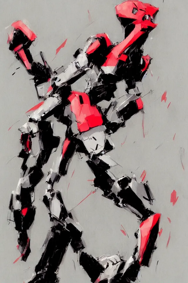 Image similar to Neon genesis Evangelion , Unit 01 by Ashley Wood, character design, concept art