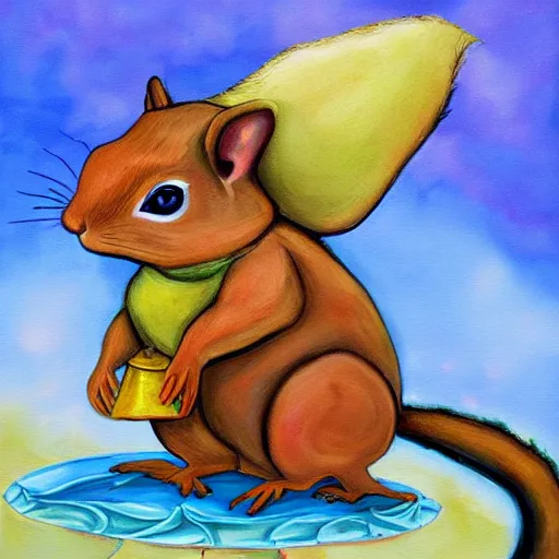 Image similar to a painting of a a whimsical squirrel mage by phil and kaja foglio