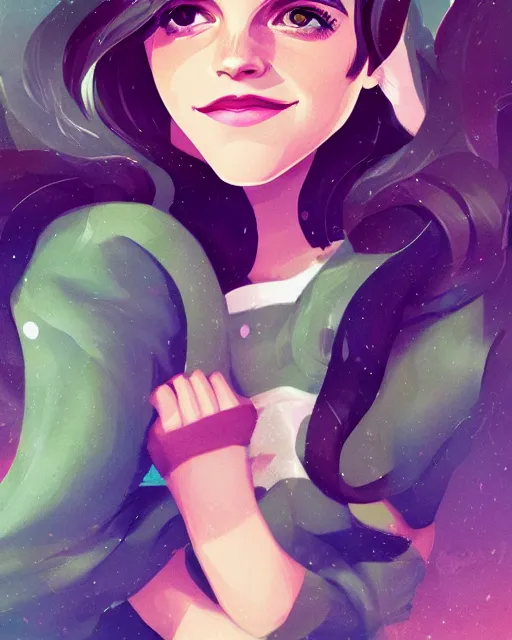 Image similar to beautiful full body Emma Watson smiling illustration by lois van baarle and loish and ross tran and rossdraws and sam yang and samdoesarts and artgerm