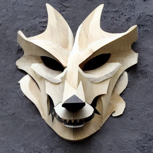 Image similar to wolf dragon wooden mask