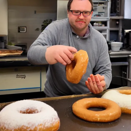 Image similar to Andrew Price, the blender guru, making donuts