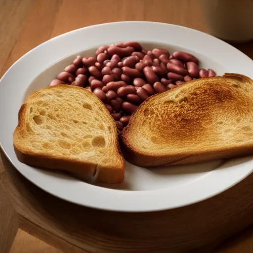 Prompt: beans on toast, 4k, cinematic lighting