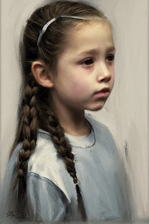 Prompt: “ little girl, pigtails hairstyle, practicing guitar, jeremy lipking, joseph todorovitch, casey baugh ”