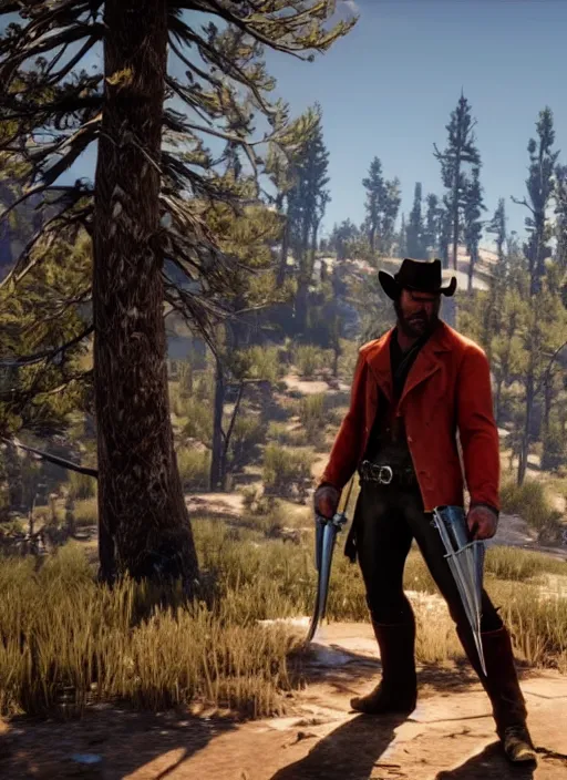 Image similar to film still of wolverine in red dead redemption 2 ( 2 0 1 8 video game )