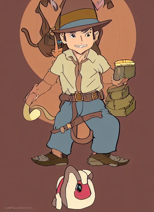 Prompt: mouse Indiana Jones, adorable, cute, fantasy, in the style of ChrissaBug, Christina Barton, anime, Studio Ghibli, 8k