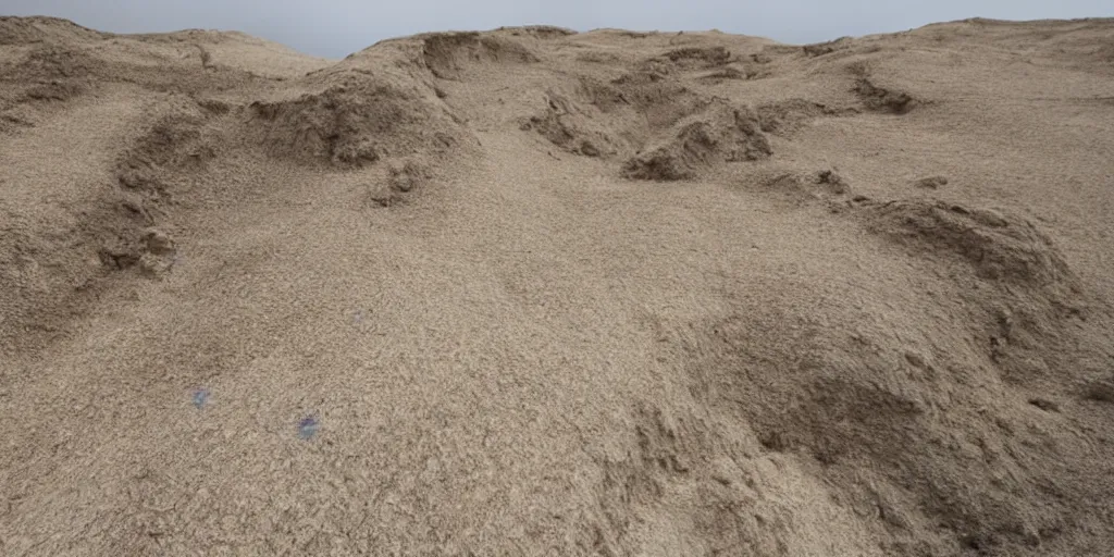 Image similar to wind blown sand, ravines crisscross cliffs