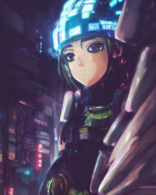 Image similar to portrait of anime girl in mechanic armor in night tokyo by makoto sinkai, my hero academia,cyberpunk, greg rutkowski, perfect face, fine details