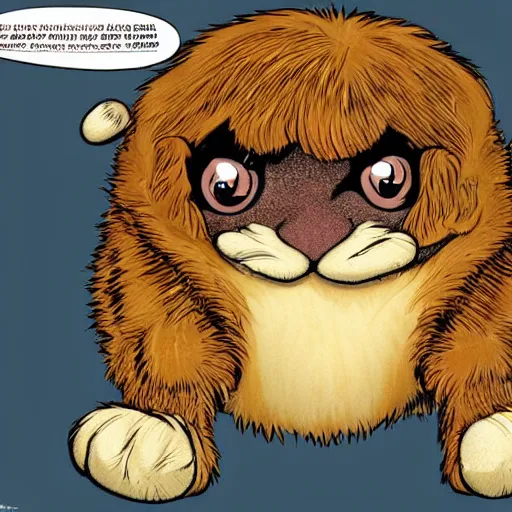 Image similar to A character based on a haggis, cartoon style, soft and cuddly with fur | In the style of Dreamworks | Art by Brian Bolland | Trending on CGSociety | Manga and Anime