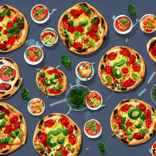 Image similar to sea of pizzas at lune, photorealistic illustration, detailed 4 k