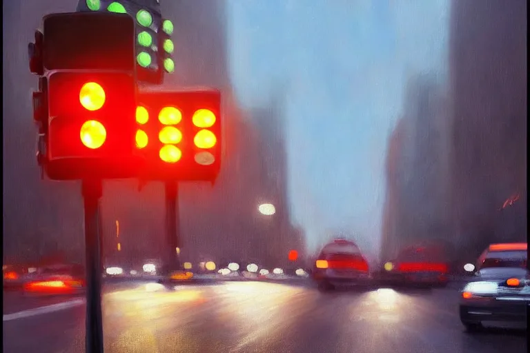 Prompt: ( ( a beautiful 8 k photorealistic masterpiece oil painting ) ( of ( traffic lights guiding people's behaviour ) ) ( hyperrealism ) ( 1 6 k ) ( trending on artstation )