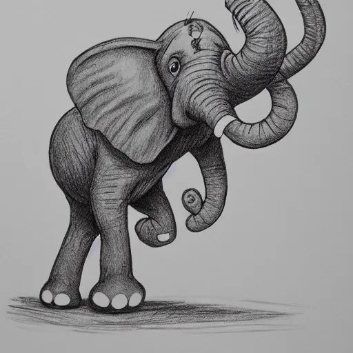 Prompt: horton elephant, running away screaming from a giant spider, sketch, 8 k, funny