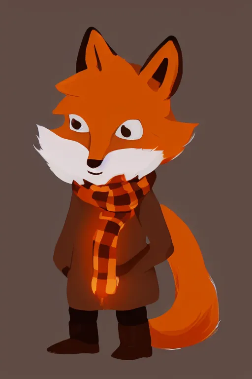 Image similar to an anthropomorphic fox with a fluffy tail wearing a scarf, backlighting, trending on artstation, digital art, furry art, trending on furaffinity